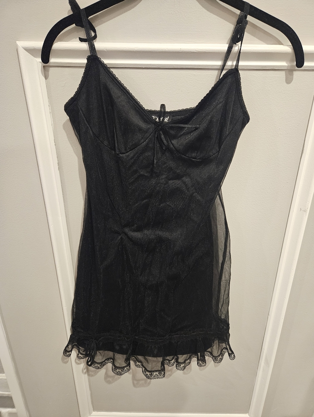 Vintage Betsey Johnson black slip dress size petite.